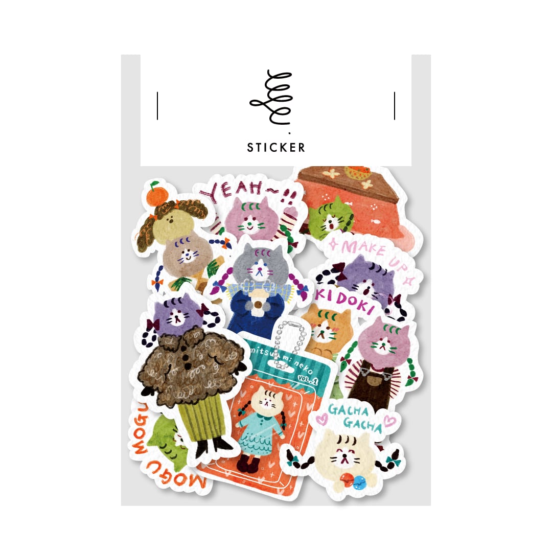 みつあみねこシールセット_no.4 (20枚入り) | eyesticker