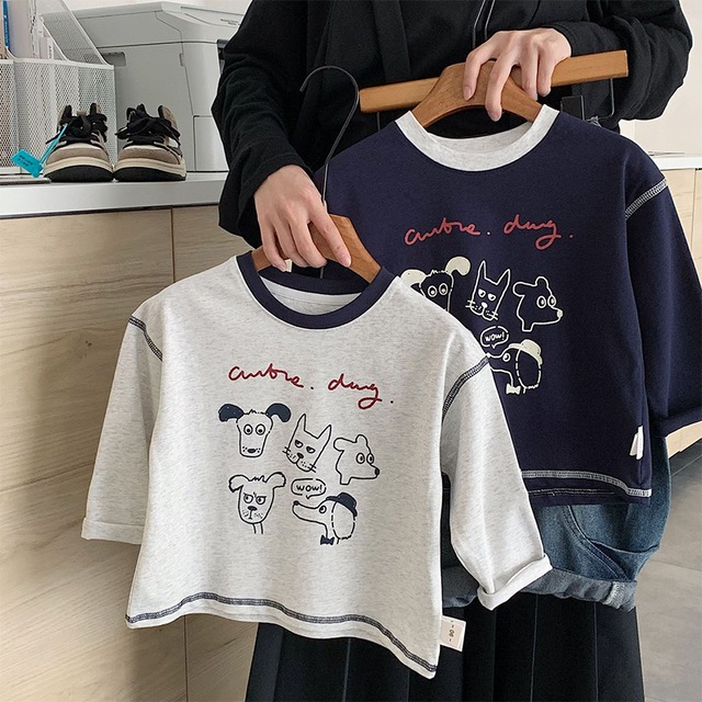 【KID】秋作ハンドドロークプリントＴシャツ