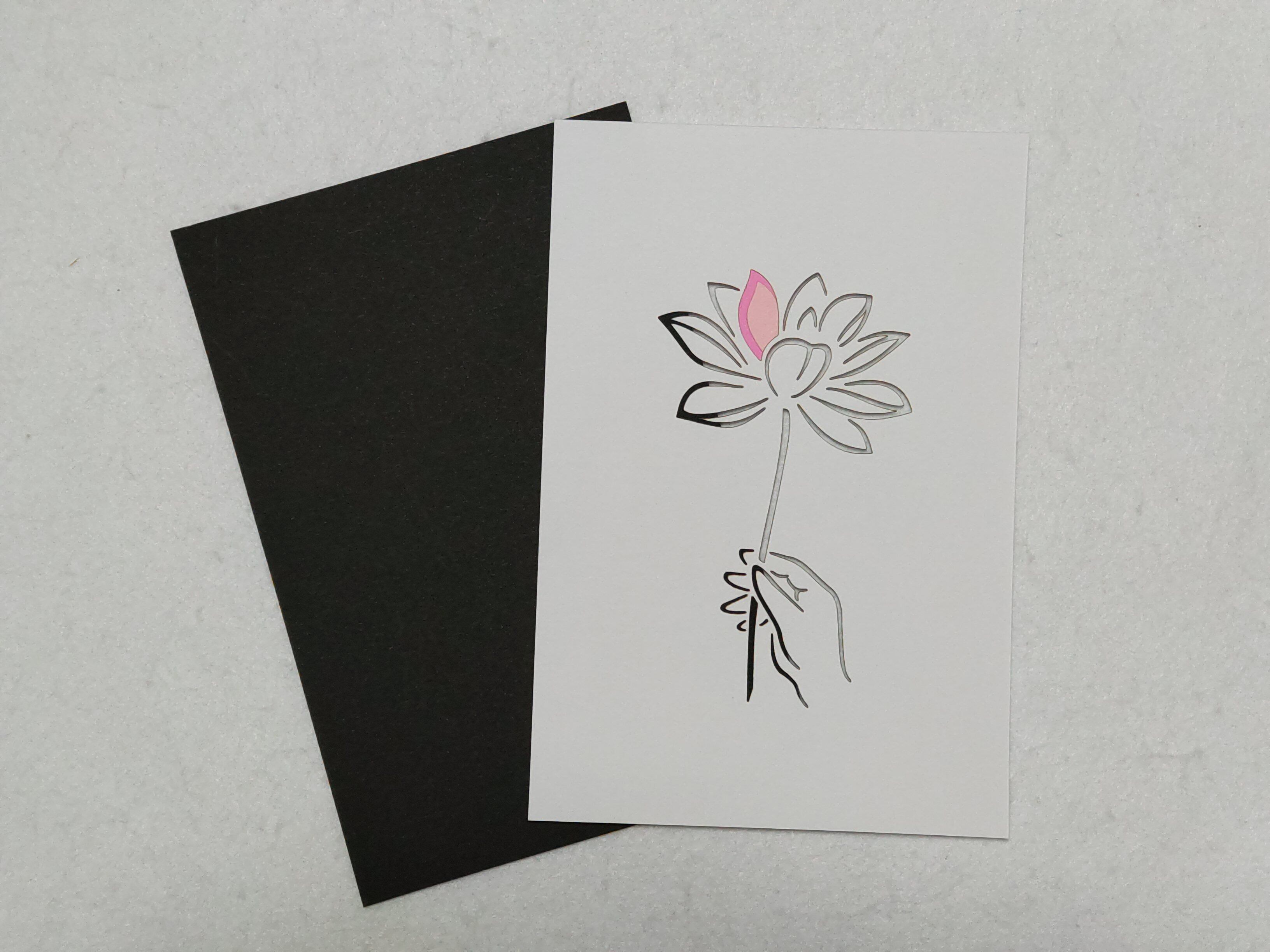 花一輪 蓮 切り絵 | 青森ヒバ木工 ARAJIN ～ アラジン ～