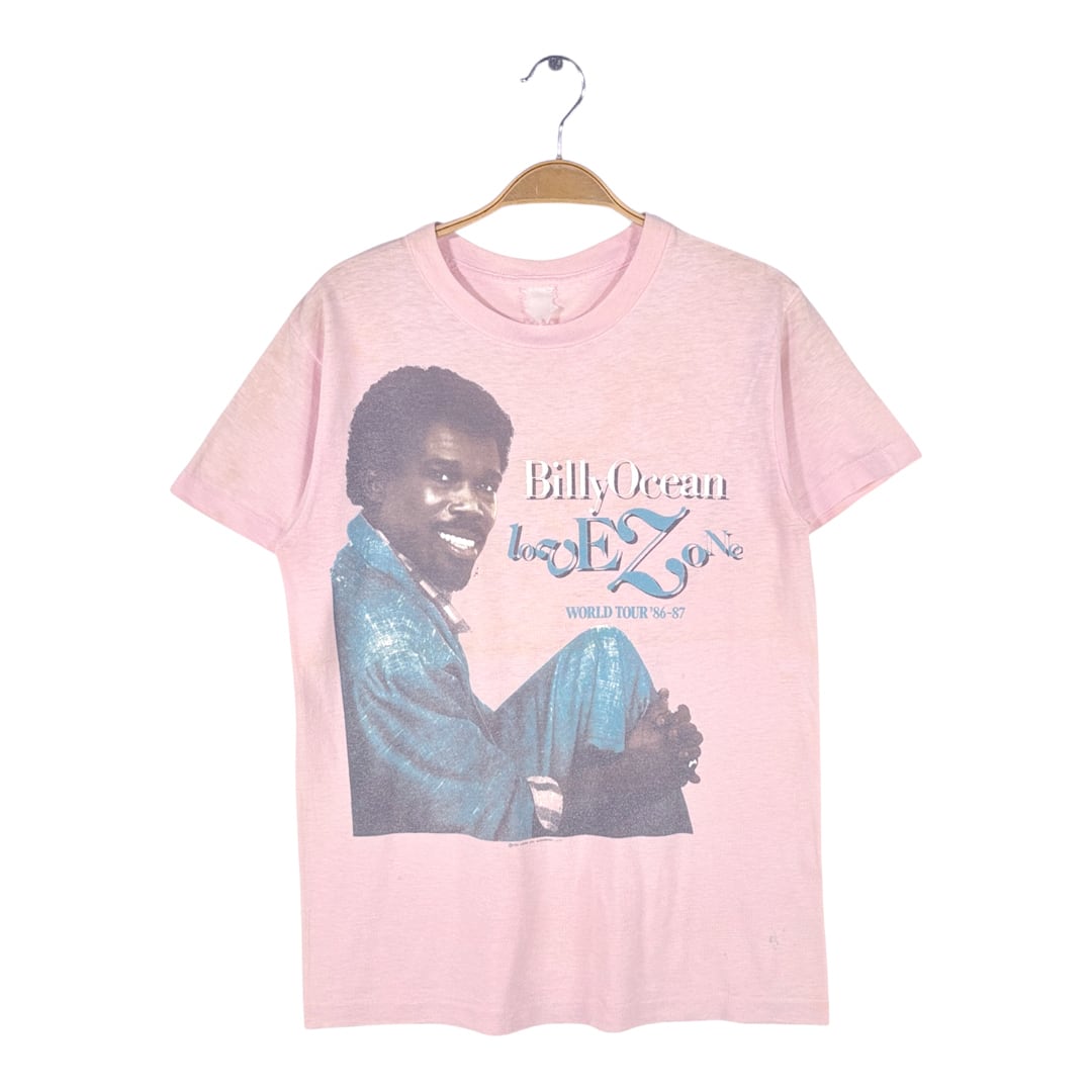 80s ビリーオーシャン ヴィンテージTシャツ LOVE ZONE ピンク サイズM相当 古着 @AAF1010