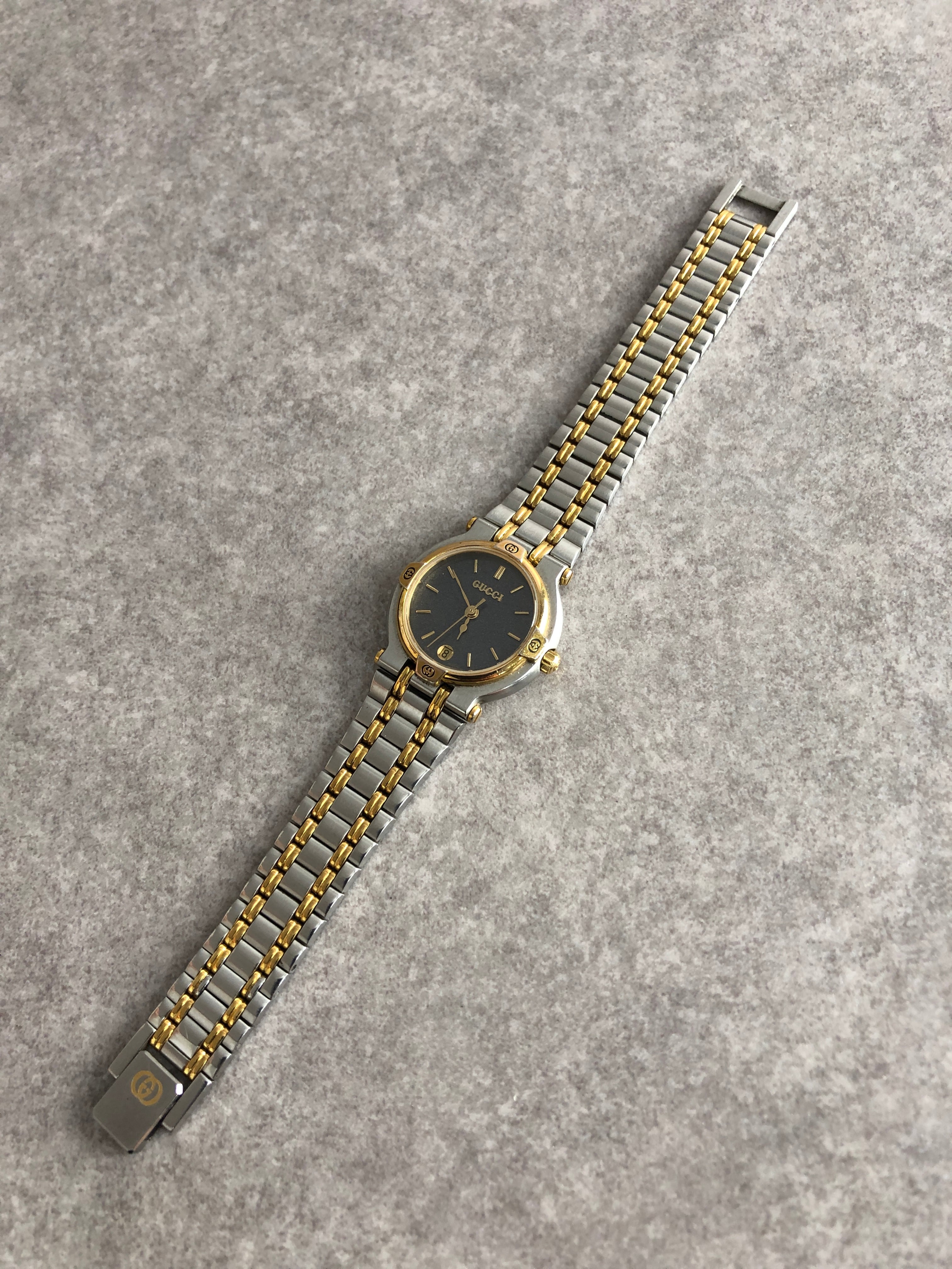 GUCCI グッチ 腕時計 シルバー×ゴールド GG ステンレススチール 9100L