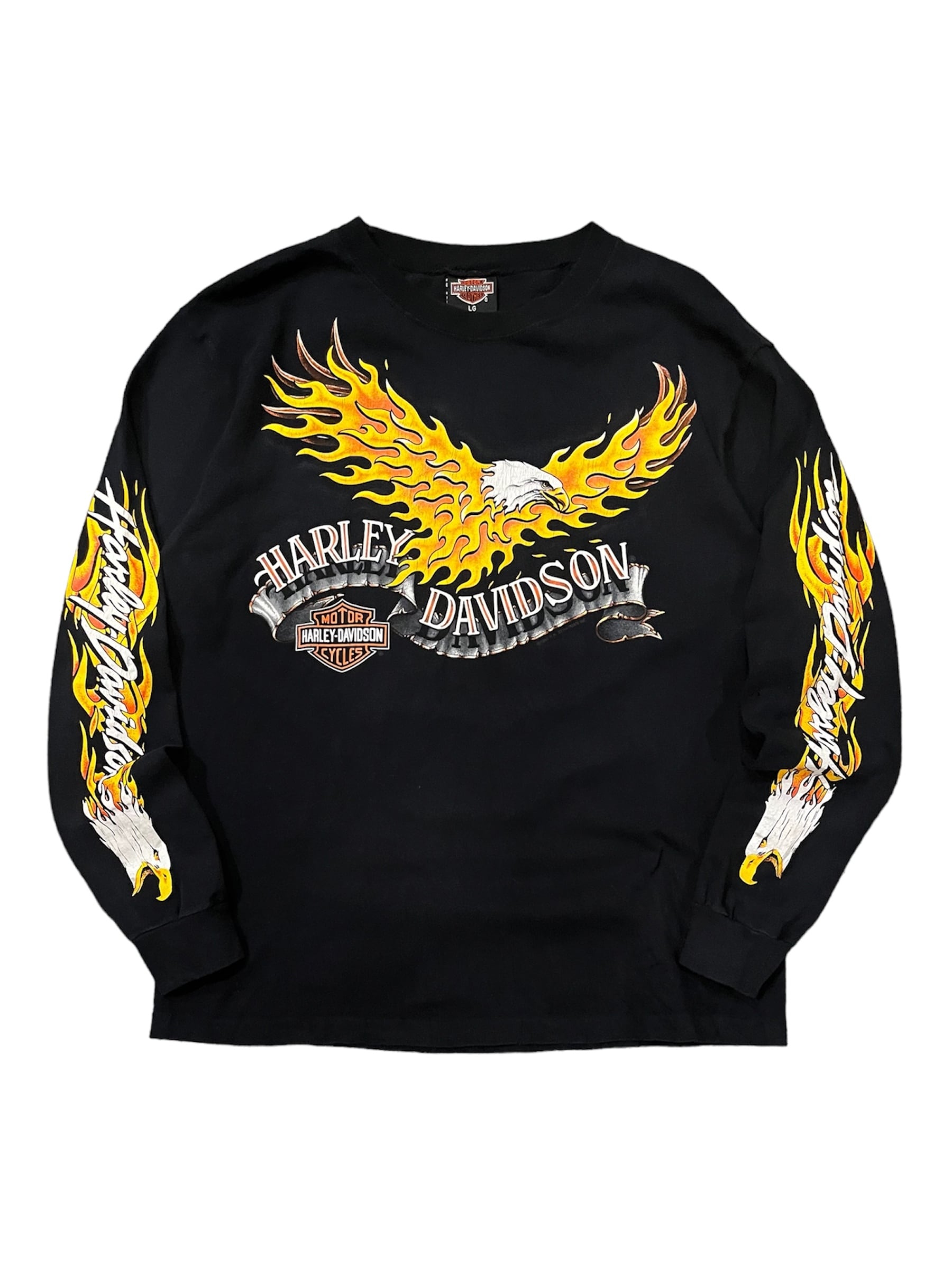 1992 Harley Davidson Fire Pattern L/S T-Shirt MILWAUKEE 90s 