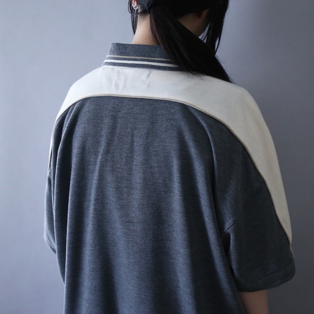 good coloring switching design over silhouette shirt pullover