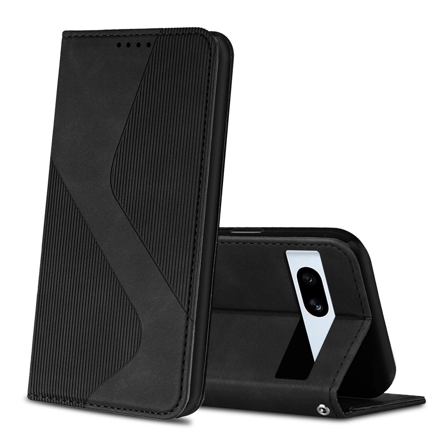 Mo-Somnus Google 対応 Pixel 7a ケース 手帳型 スマホカバー 高級PUレザー ソフトTPU カード収納 マグネット内蔵 スタンド機能 耐衝撃 全面保護 薄型 軽量 ブラック