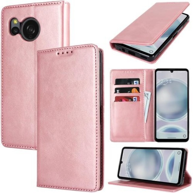 aquos sense8 sh-54d ケース 手帳型 aquos sense 8 shg11 カバー アクオス sense8 sh54d スマホケース アクオスセンス8 手帳型ケース アクオスセンス8 カバー カードスロット、キックスタンド レザー ローズゴールド 2636