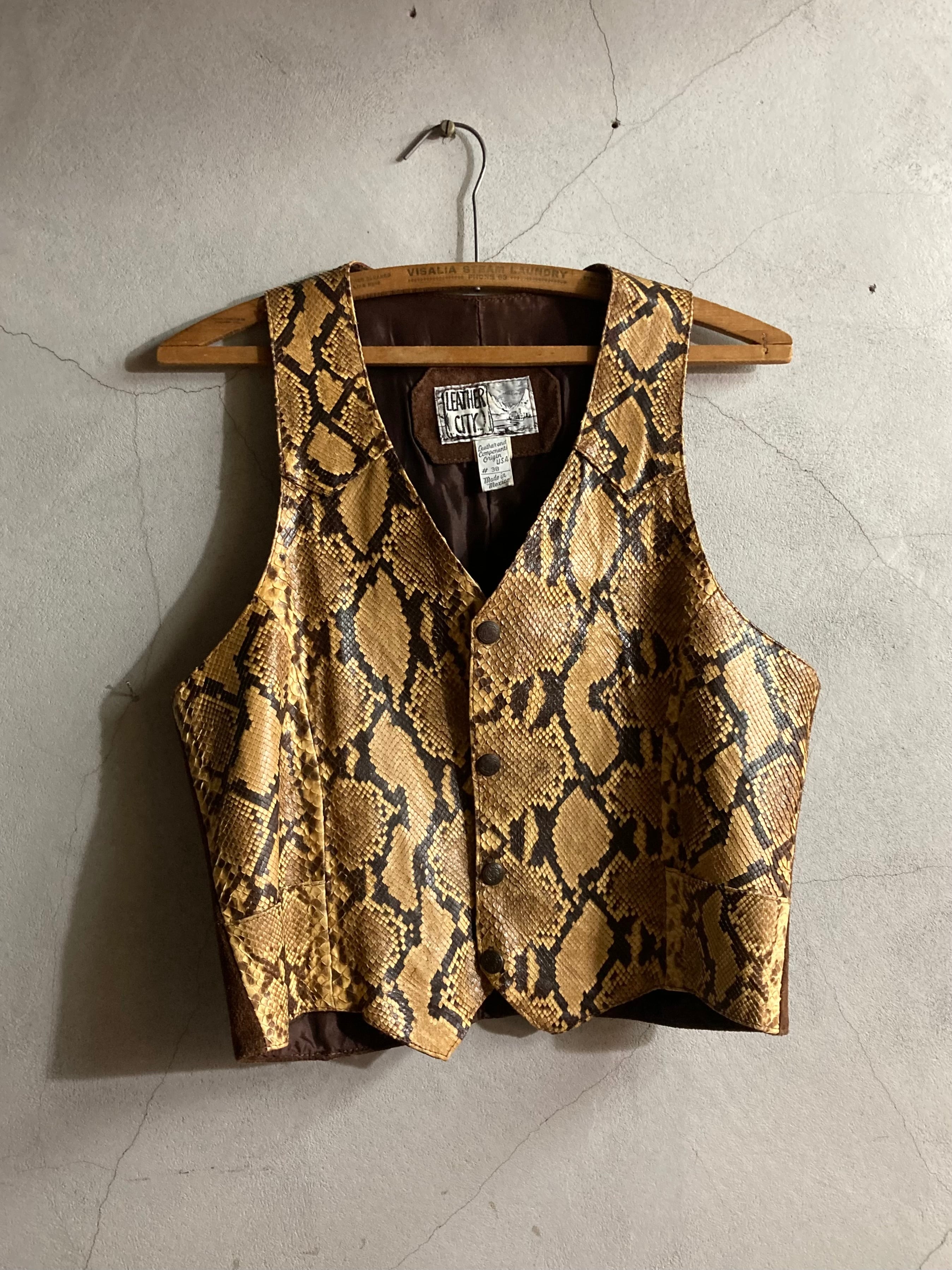 70s 80s VINTAGE SNAKESKIN VEST ビンテージパイソンベスト