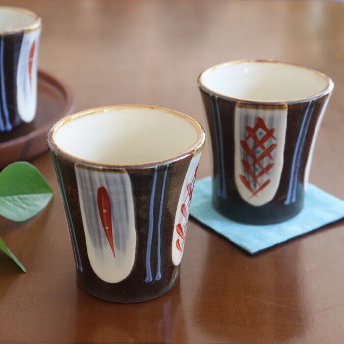 やちむん フリーカップ 食器 湯呑み やちむん 工房十鶴 コーヒー豆柄