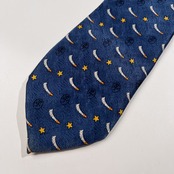 CASTELBAJAC カステルバジャック ロゴ 総柄 シルク ネクタイ /ネイビーブルー系/シルク100%