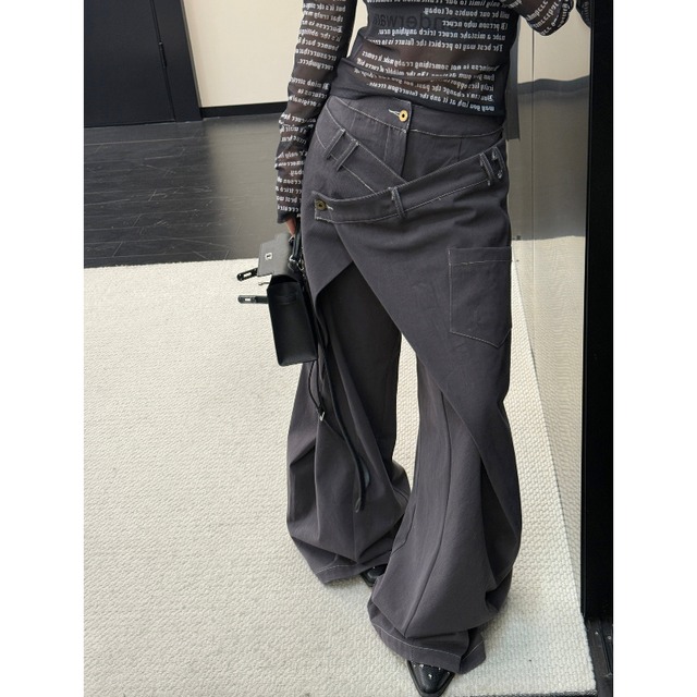 wrap-design gray pants　ラップデザイングレーパンツ　J1811