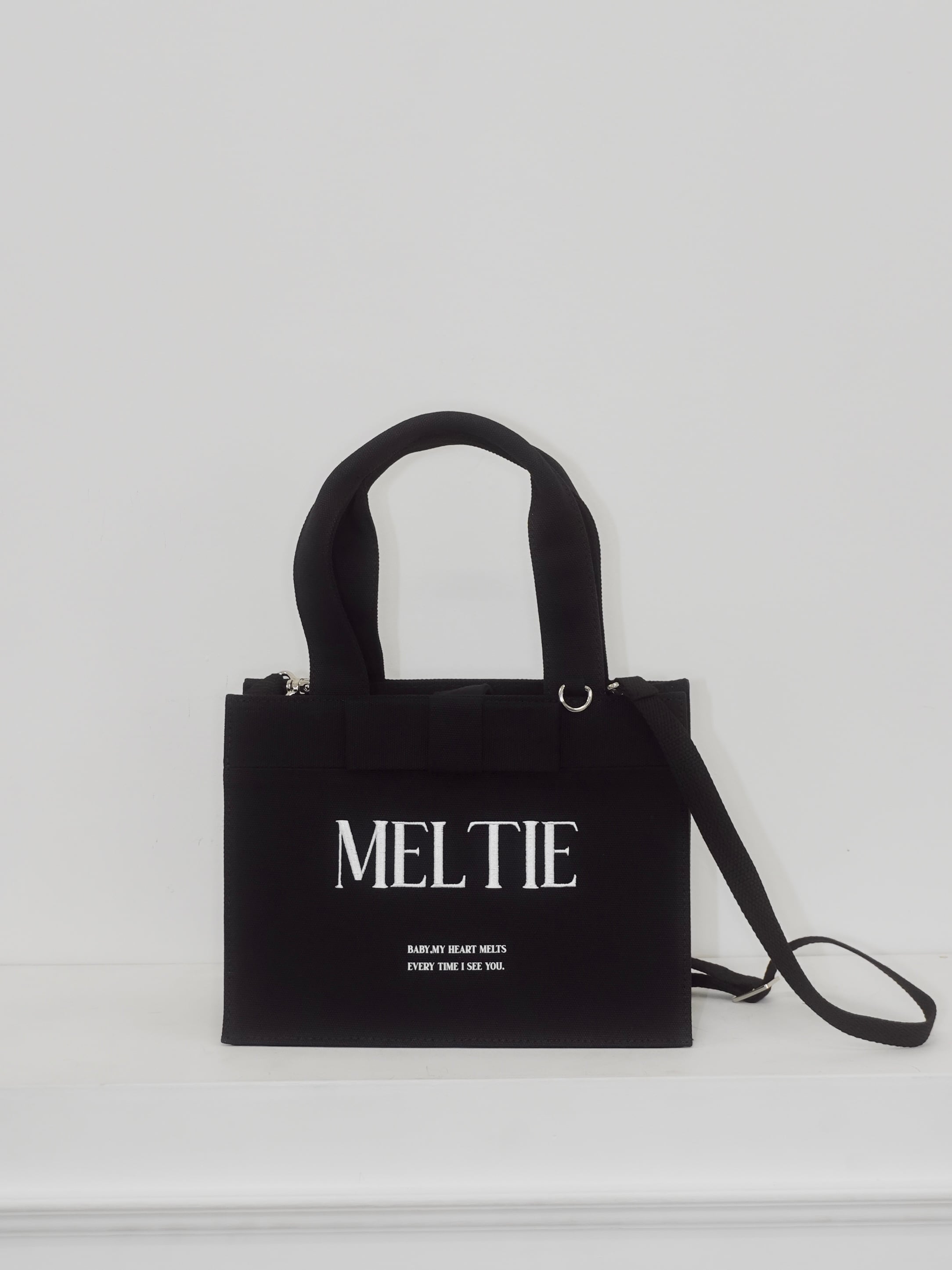 ribbon canvas tote bag〈MEDIUM〉
