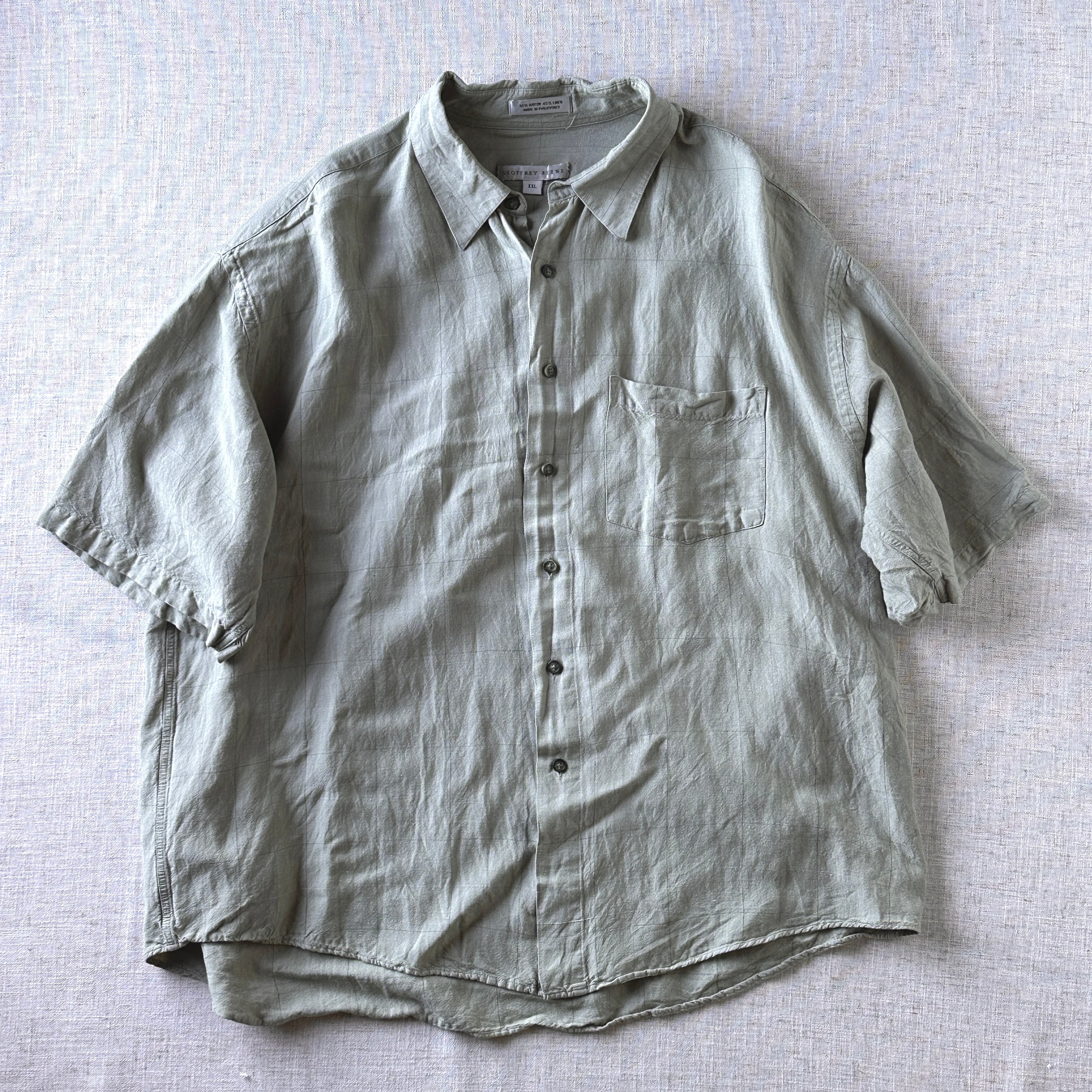 90’s Geoffrey Beene Rayon Linen Short Sleeve Shirt XXL