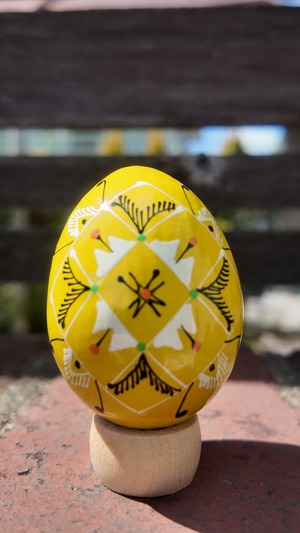 装飾用木製プィサンカ（イースターエッグ）with stand　コロミヤモデル