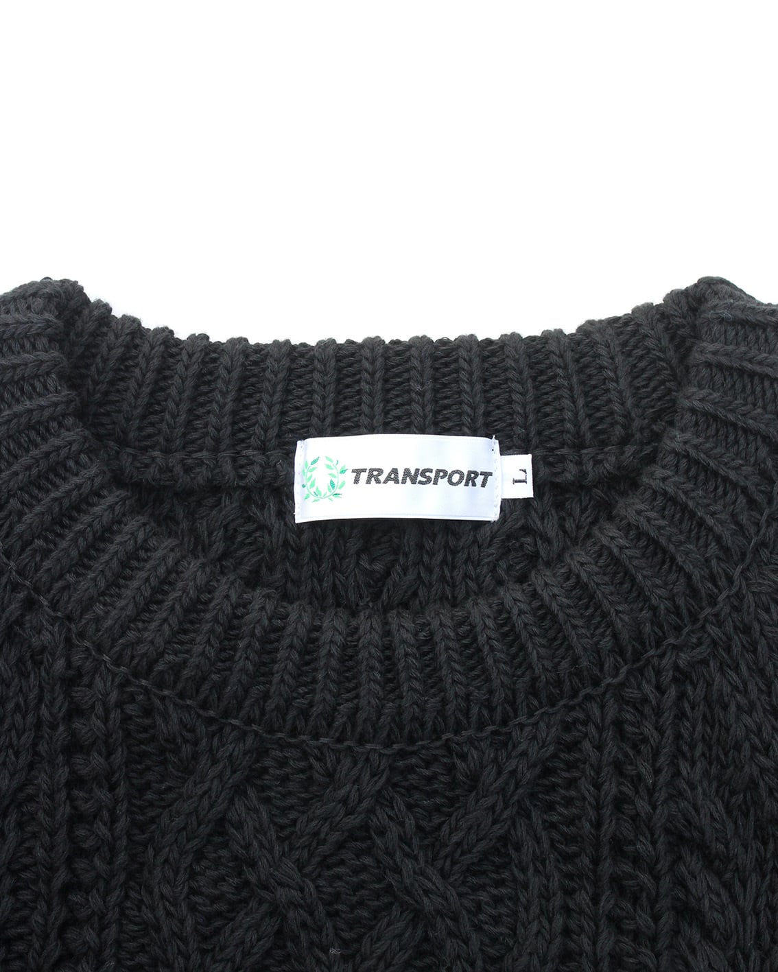 TRANSPORT フィッシャーマンニットL トランスポート フラグメント TRANSPORT FISHERMAN KNIT BLACK | EACHTIME. / EZ DO MARKET