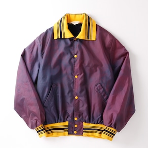 【希少】60s special vintage jacket nylon fabric blouson made in USA big size "BAD AXE HATCHETS"/ 60年代 ヴィンテージ ナイロン ジャケット ブルゾン サイズL USA製 裏地ボア パープル ナス紺 ミントコンディション