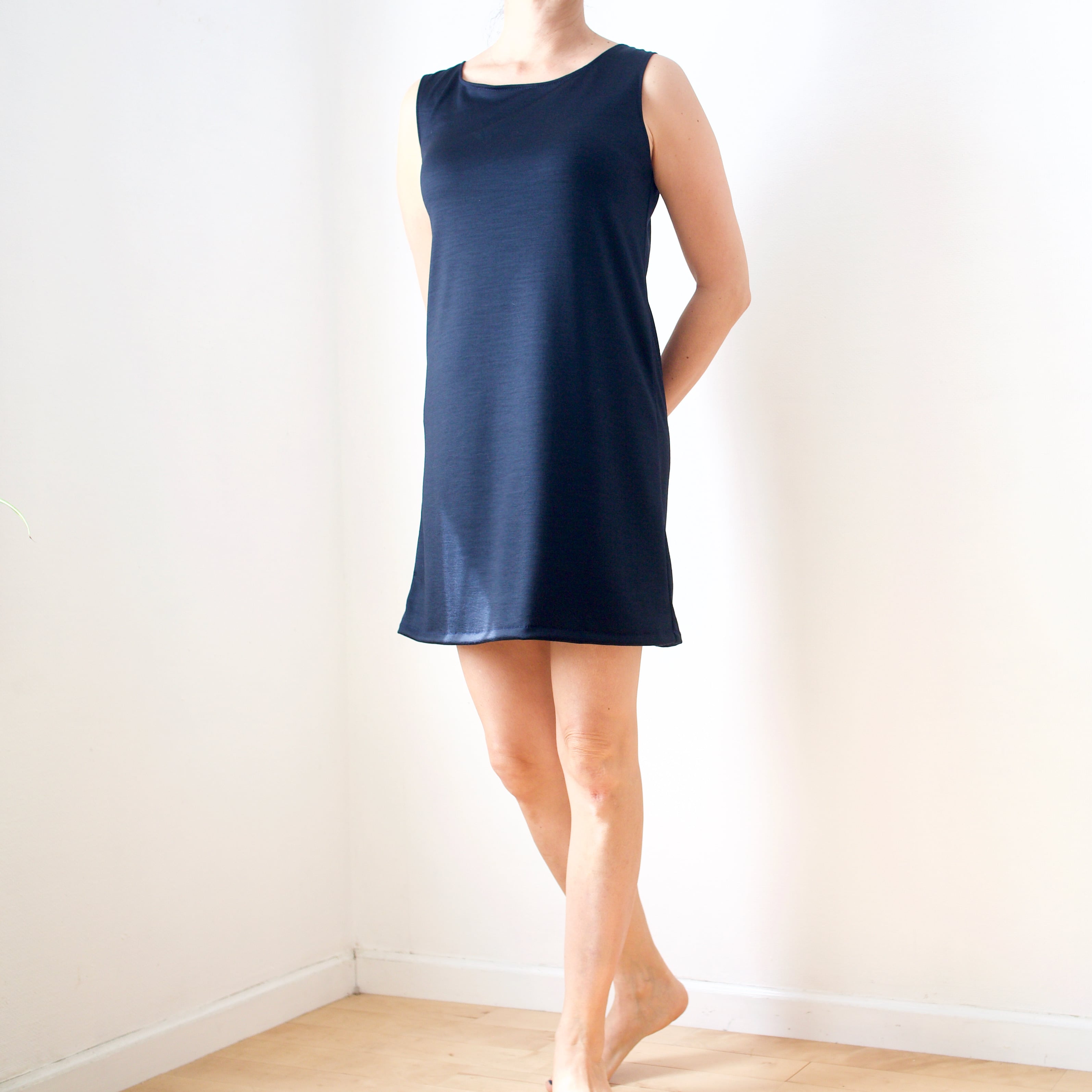 メリノウール <ノースリーブワンピース> ダークネイビー (80cm丈/90cm丈)