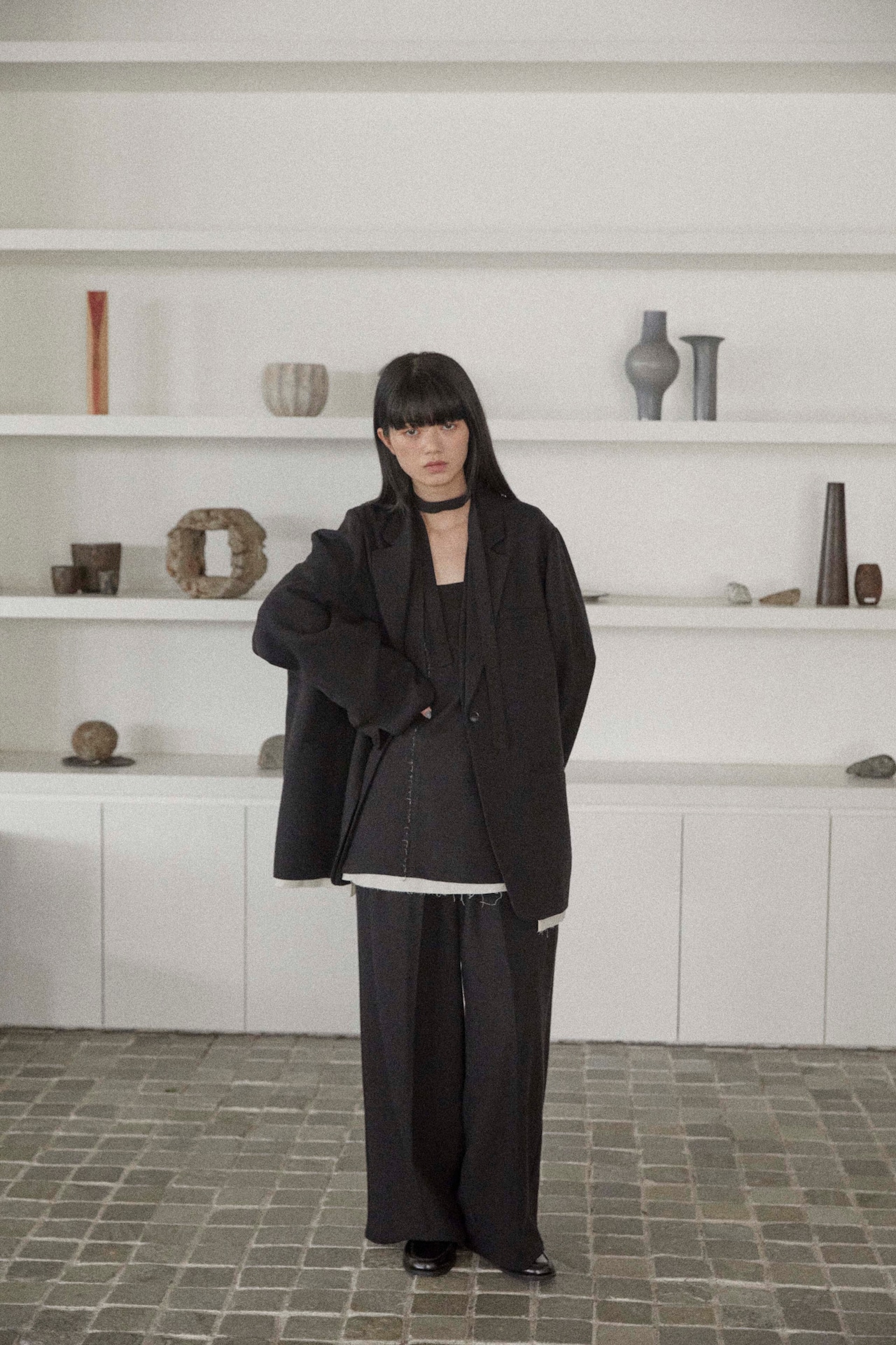 DU250503 linen like layered bare tunic【残り3点】