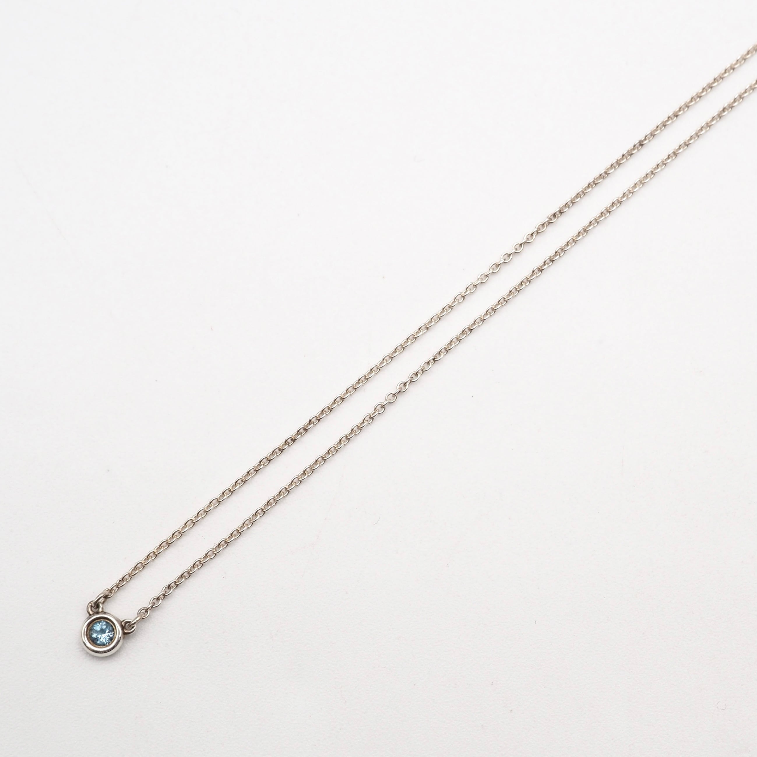 Tiffany&Co. カラー バイザヤード ネックレス アクアマリン シルバー