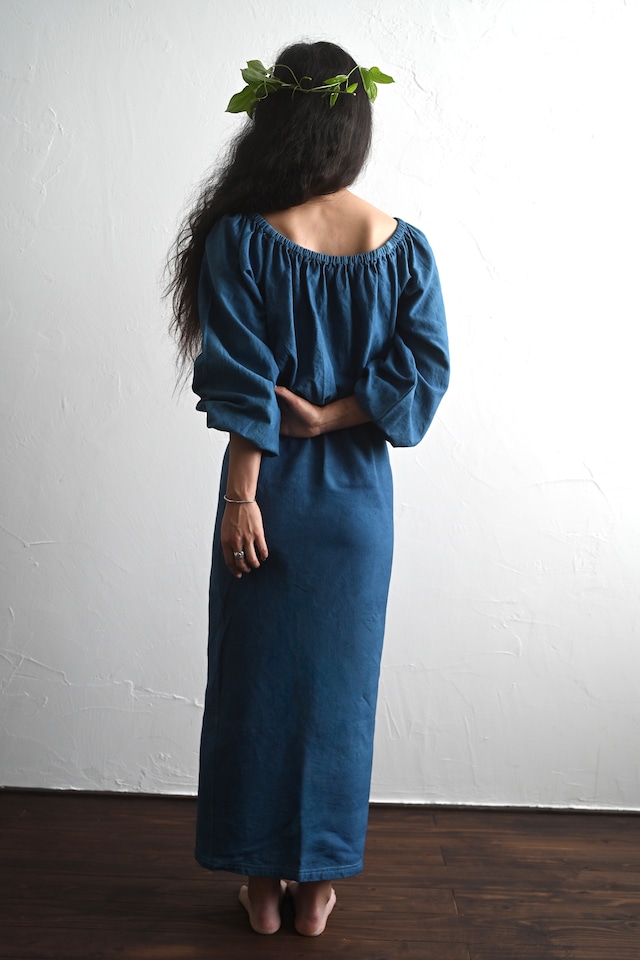Indigo Dyed Off-Shoulder Top