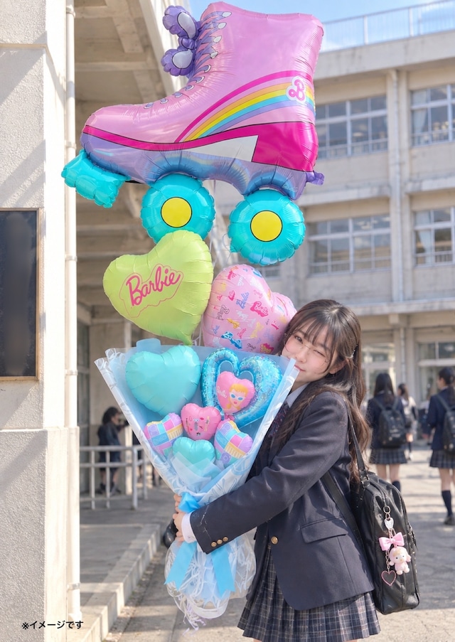 Barbie花束風ガス浮きバルーン付き（パステルカラー）