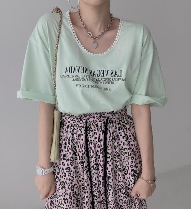 韓国風 chic トップス Tシャツ 半袖 夏ファッション プリント レディース