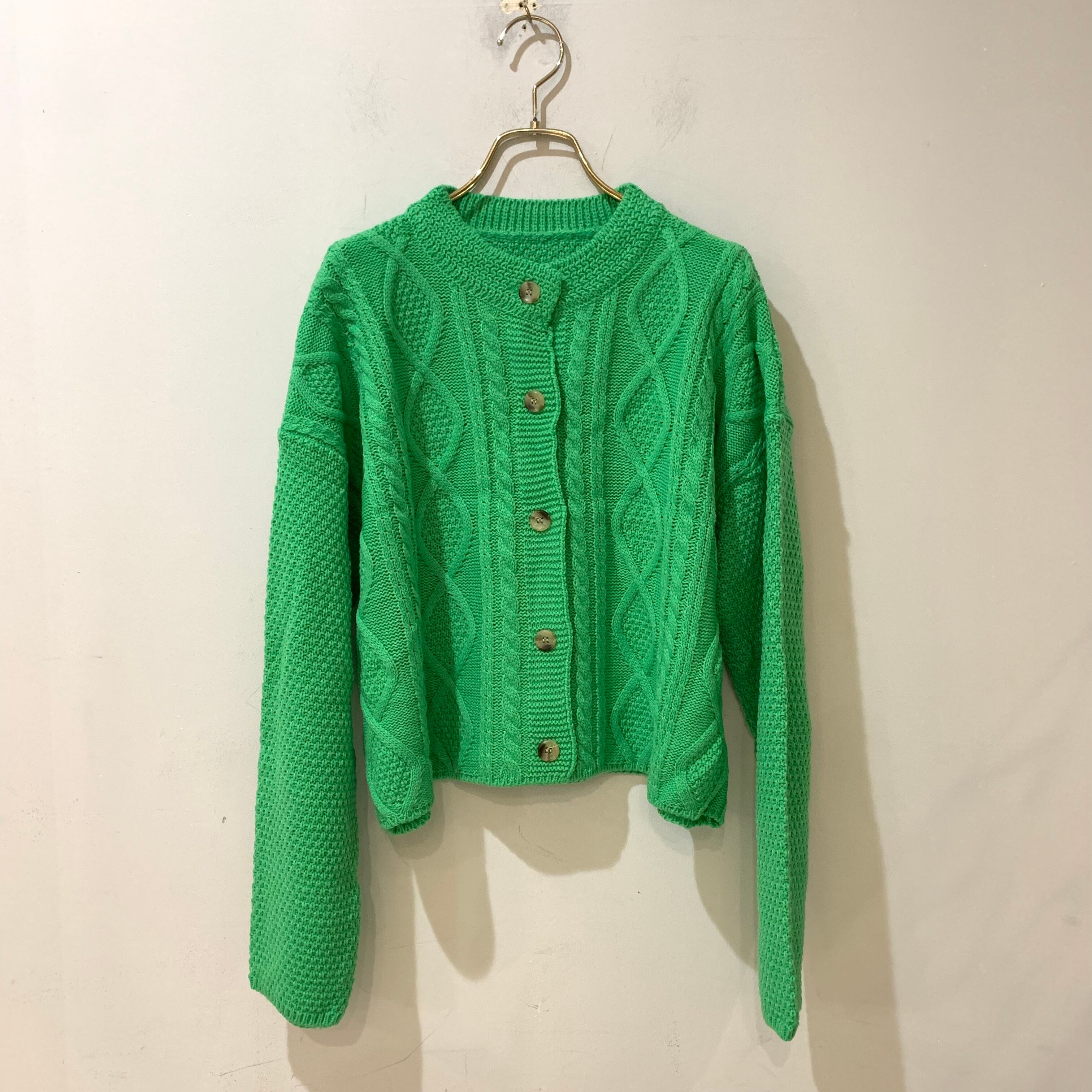 green knit cardigan