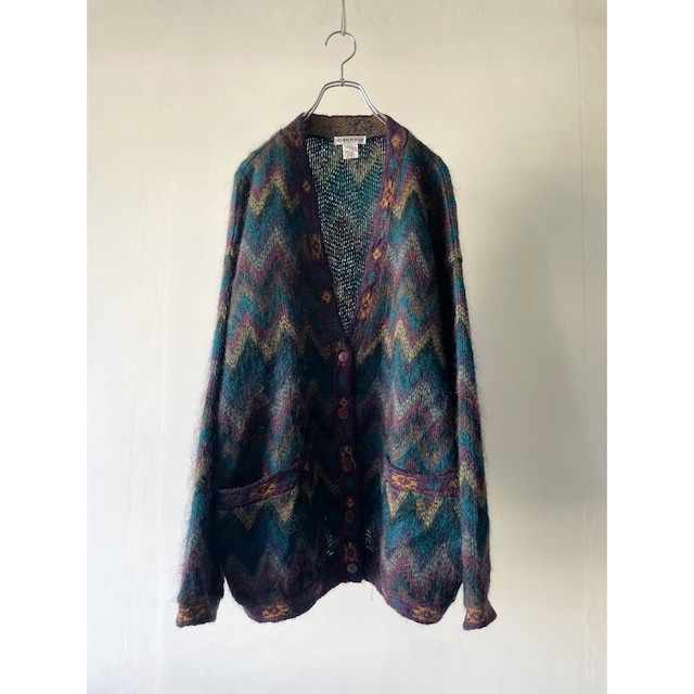 -REGINA PORTER- Geometric pattern mohair cardigan