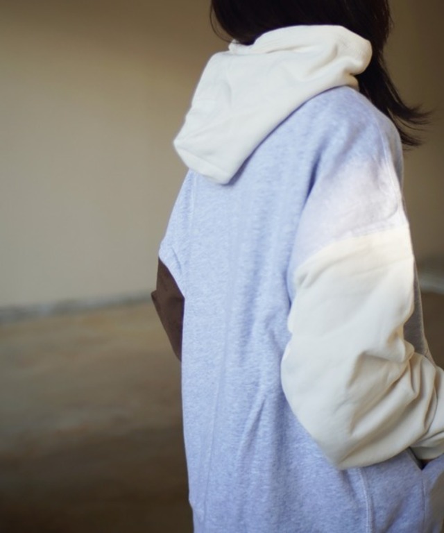GOOD WEAR (グッドウェア) 袖切り替え 裏毛 BIGフードパーカー グレー 2W7-0510