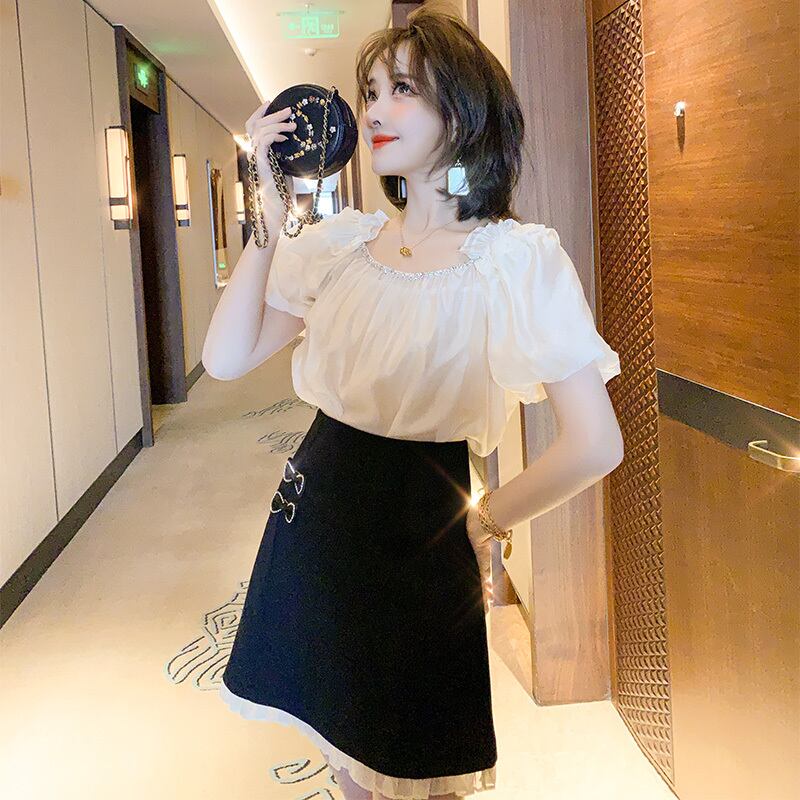 カラーレースリボンハイウェストウェストAラインスカート サマースタイル 大人ガーリー スウィート キュート カジュアル 夏物 MIUCO28037556653