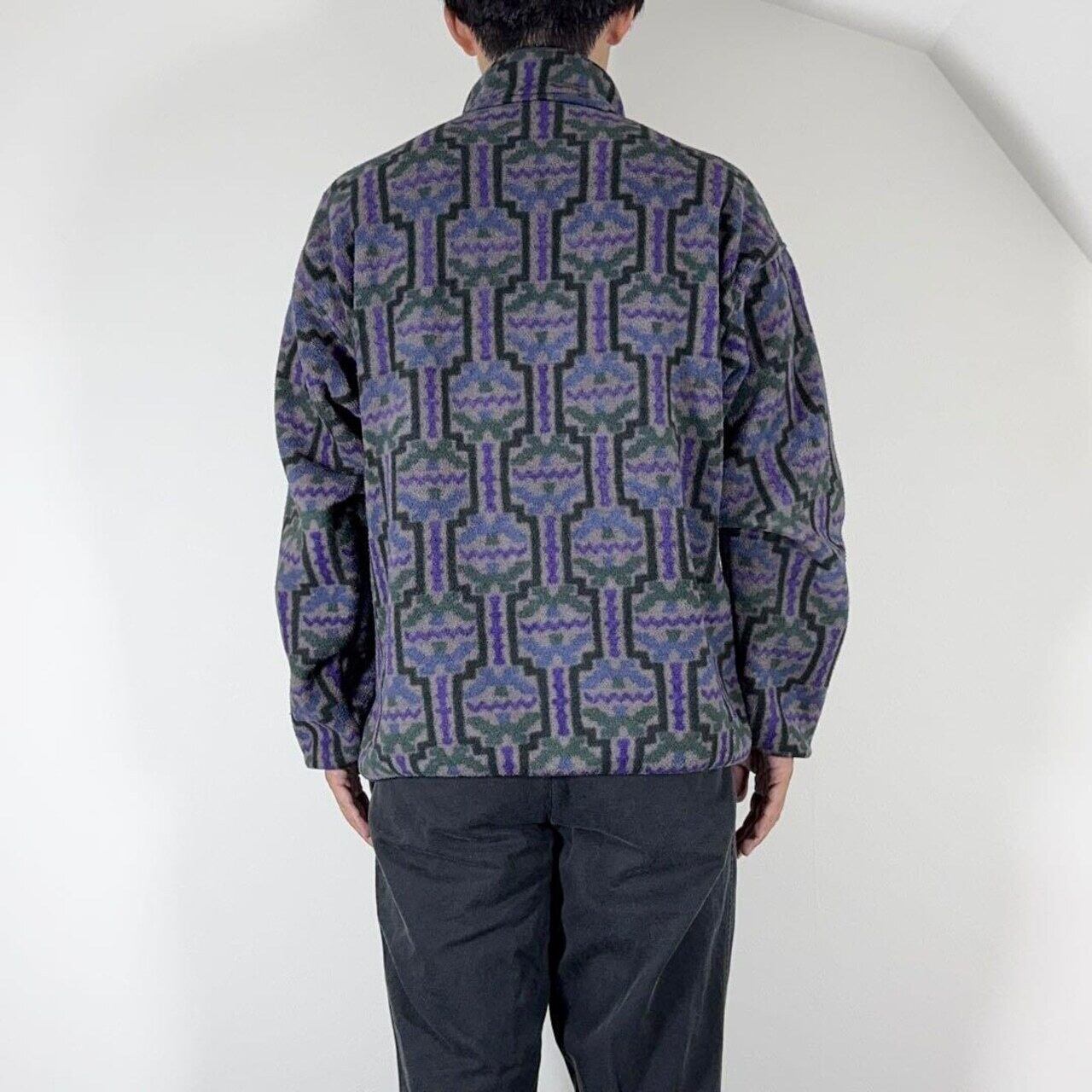 patagonia synchilla snapT 90s 雪無 USA製 総柄 シンチラスナップT L