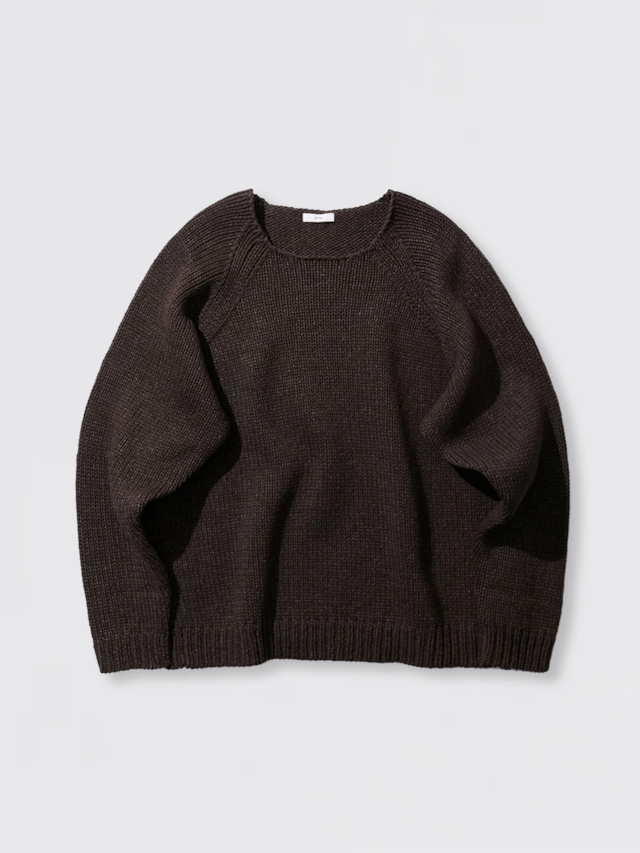 ATON FELTED YARN CREWNECK SWEATER BROWN KRAGLW0306