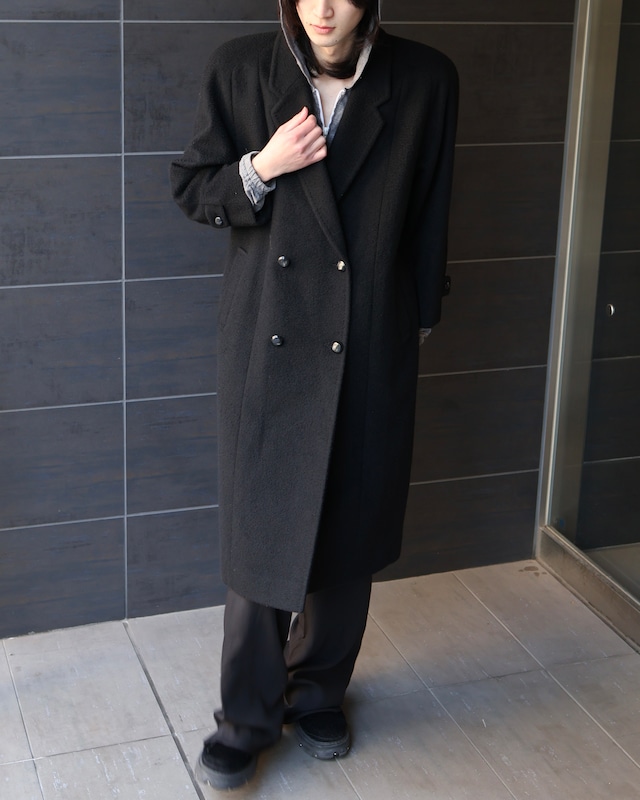 cashmere100% double breasted 4b long coat