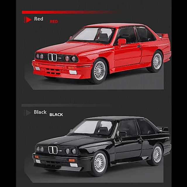 BMW M3 E30 クーペ 1/24 ミニカー 全4色 ライト点灯 エンジンサウンド 合金モデル 模型 ジオラマ