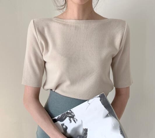 夏新作 レディース トップス Tシャツ ニット 半袖 レトロ 薄手