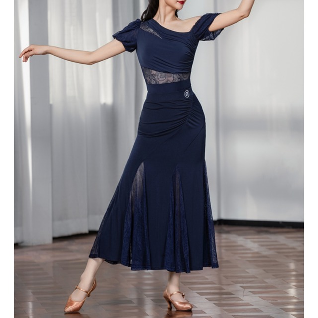 ワンショルダー シースルーレース レオタード トップス 1col　D00371