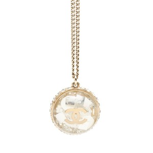 シャネル ココマーク ネックレス ドーム 09C シャンパンゴールド メッキ ラインストーン レディース CHANEL 【中古】
