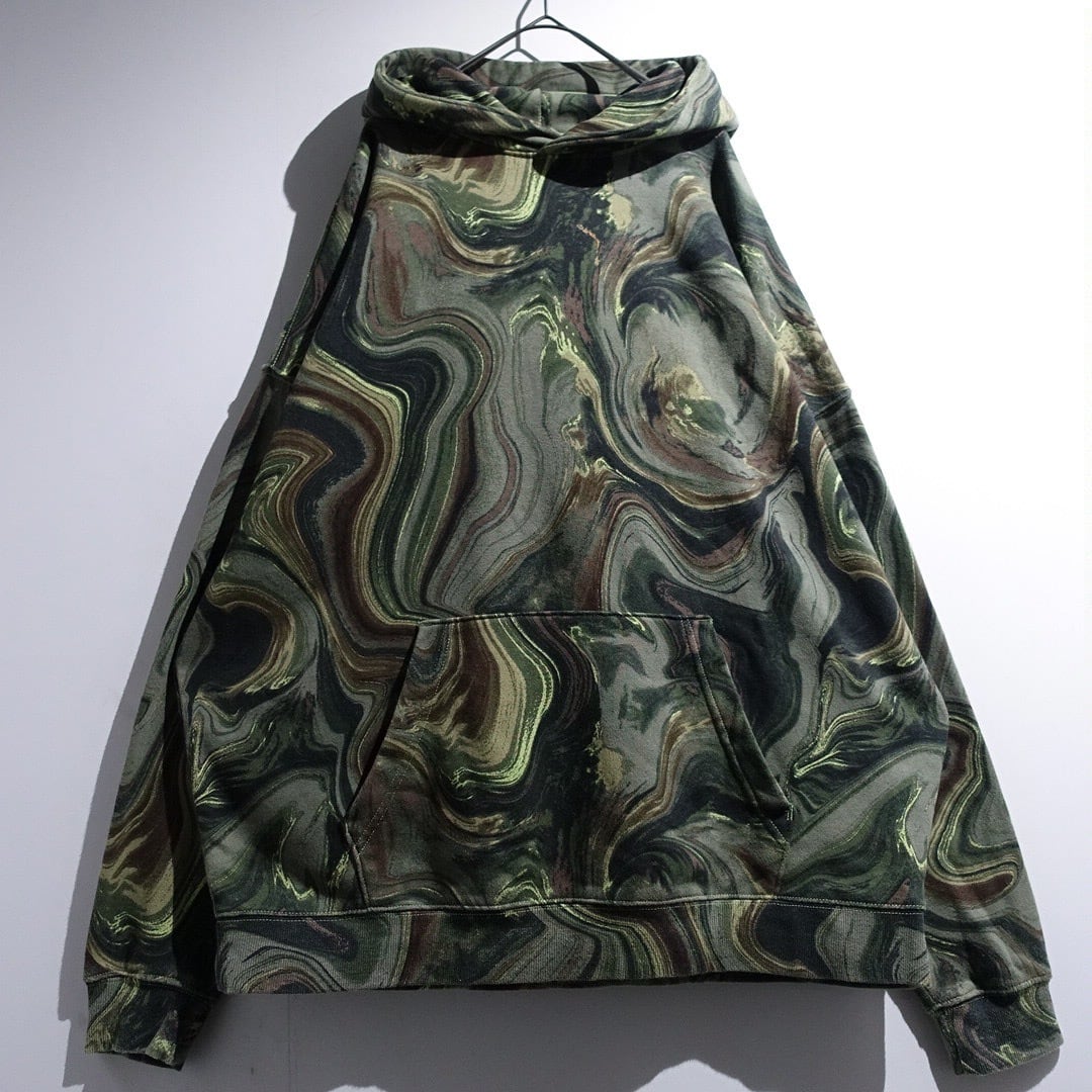 Multicolor Marble Print Sweat Parka