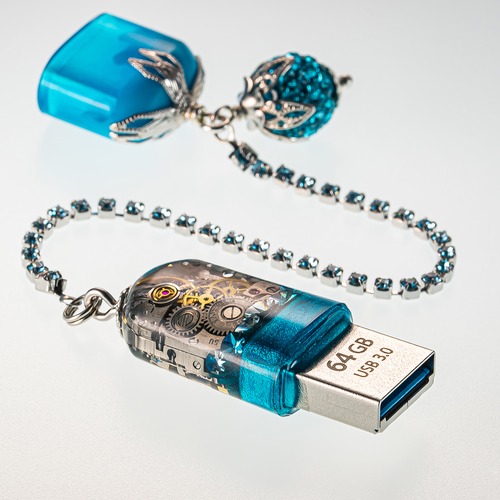 USBメモリ 機械式時計 ムーブメント 64GB USB3.0 Skyblue-C