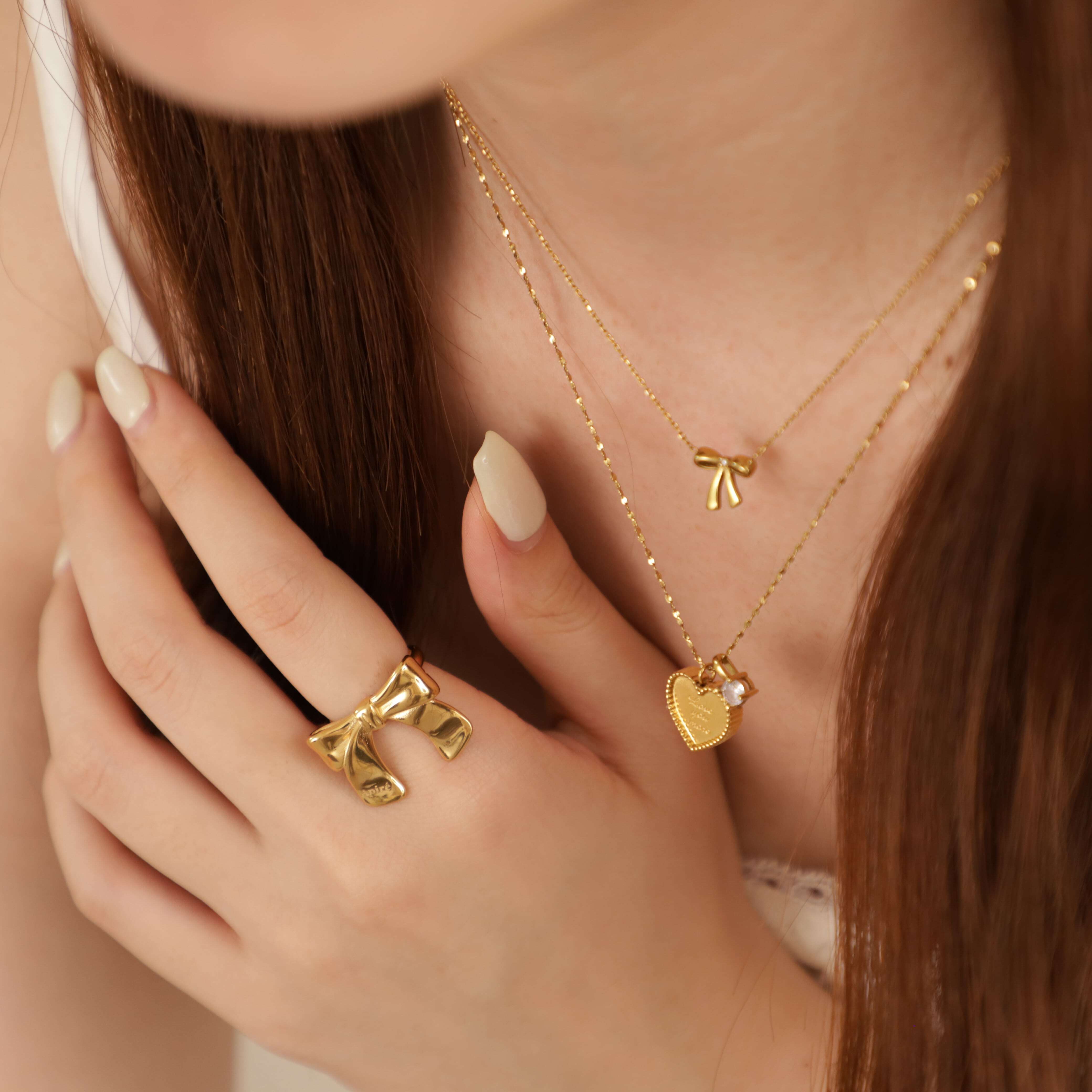 316L heart tag necklace （zirconia stone ver.） | apire