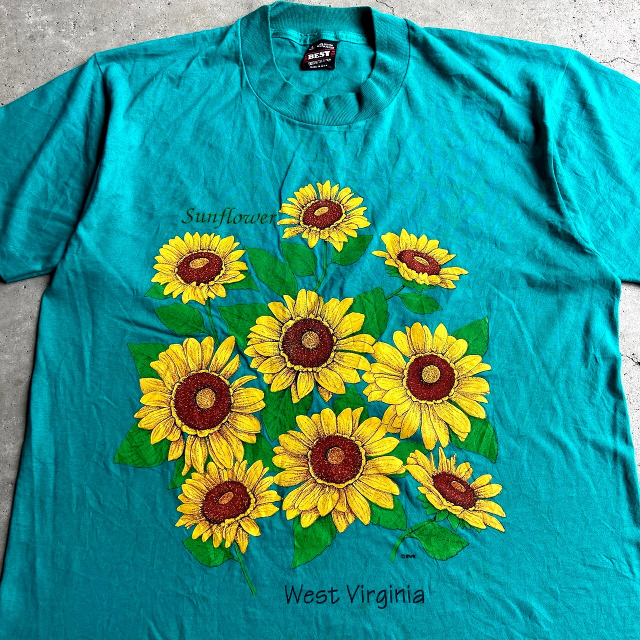 90年代 USA製 ヒマワリ フラワープリントTシャツ メンズL レディース 