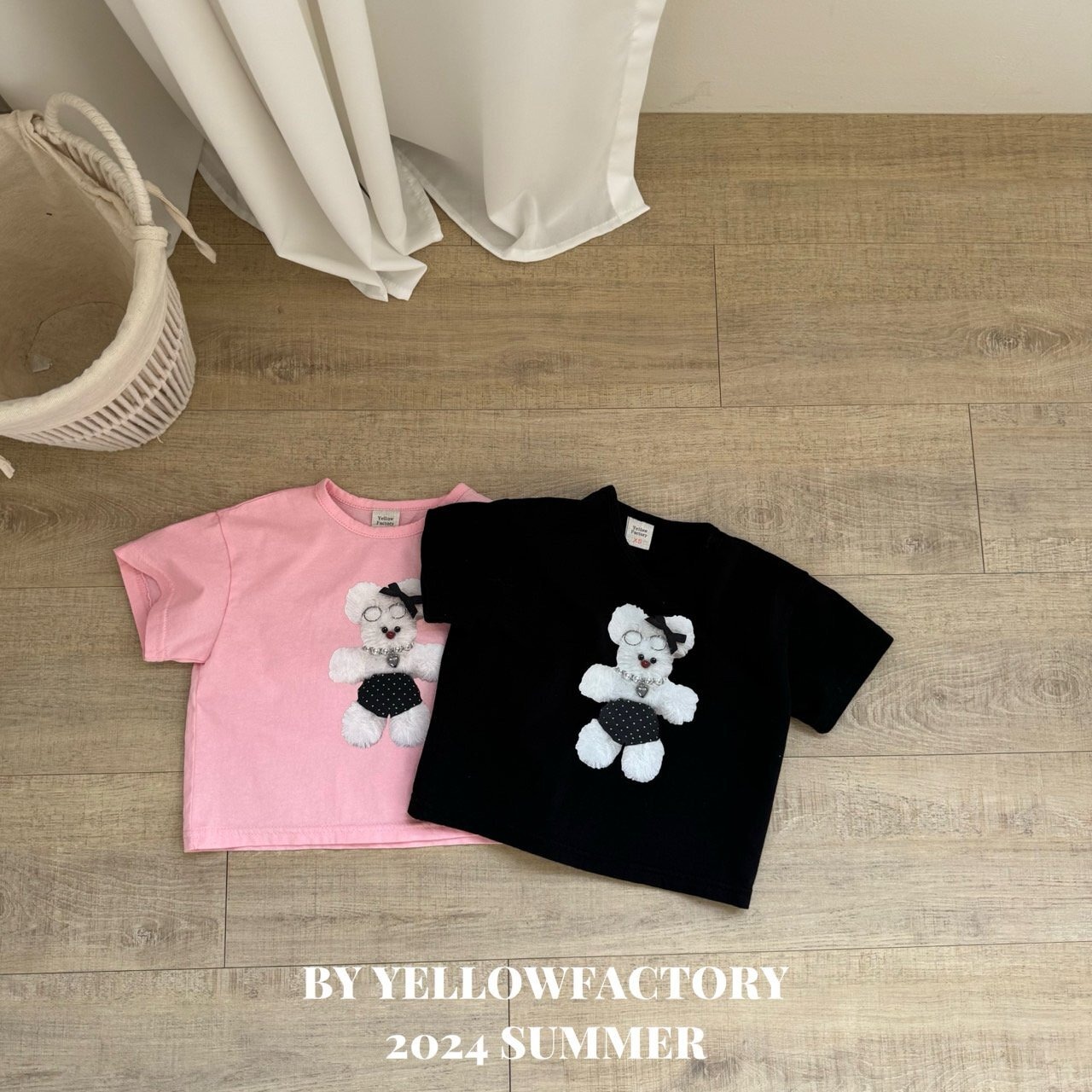【 yellow factory】クマドールTシャツ 80〜120cm ピンク 240530 - 5