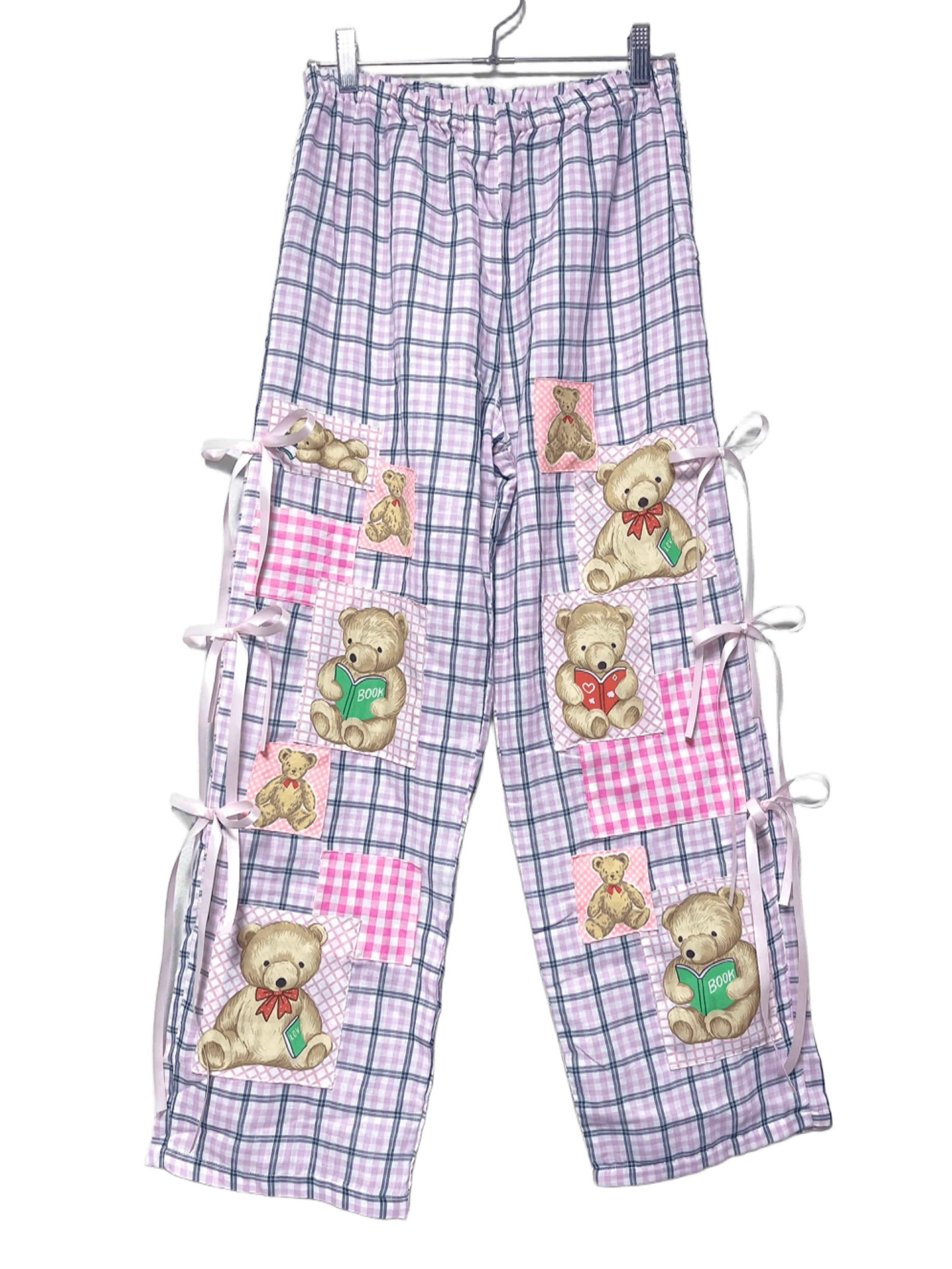 ぜつきぐ】つぎはぎクマりぼんパジャマパンツ | zetsukigu