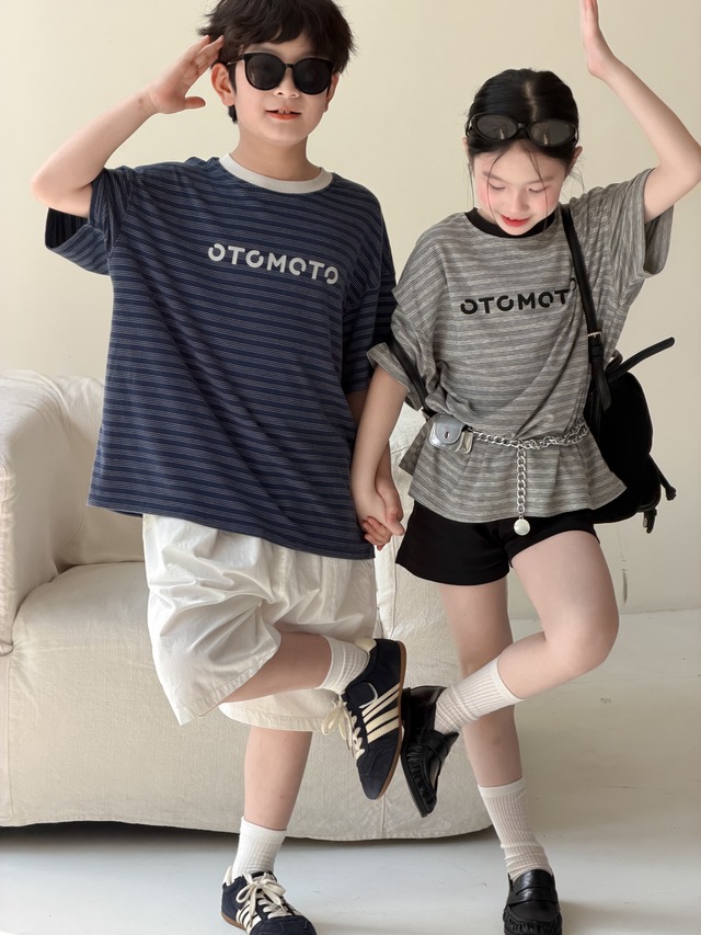 【KID】英字ロゴプリントストライプ半袖Tシャツ - 16