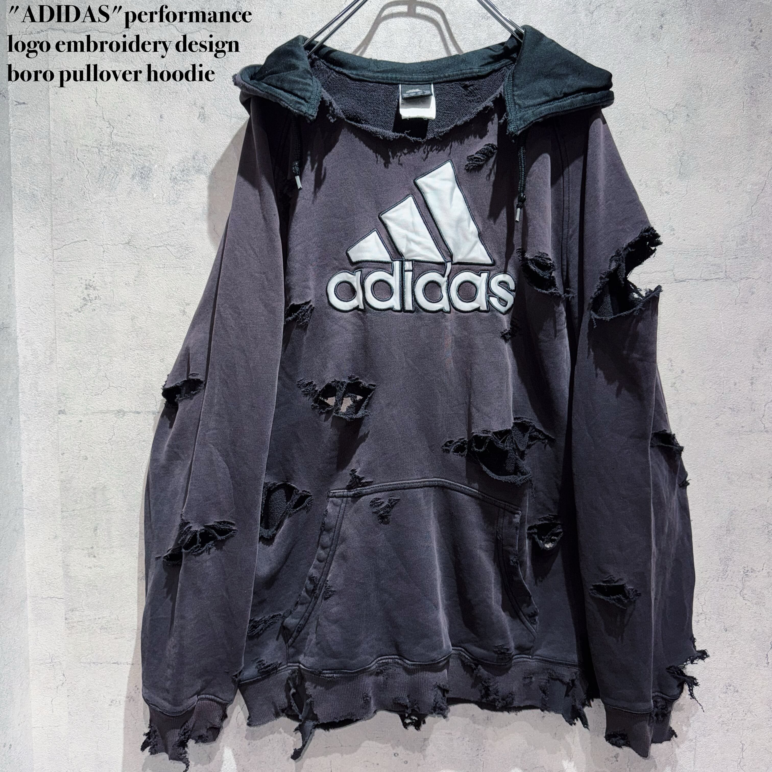 "ADIDAS"performance logo embroidery design boro pullover hoodie