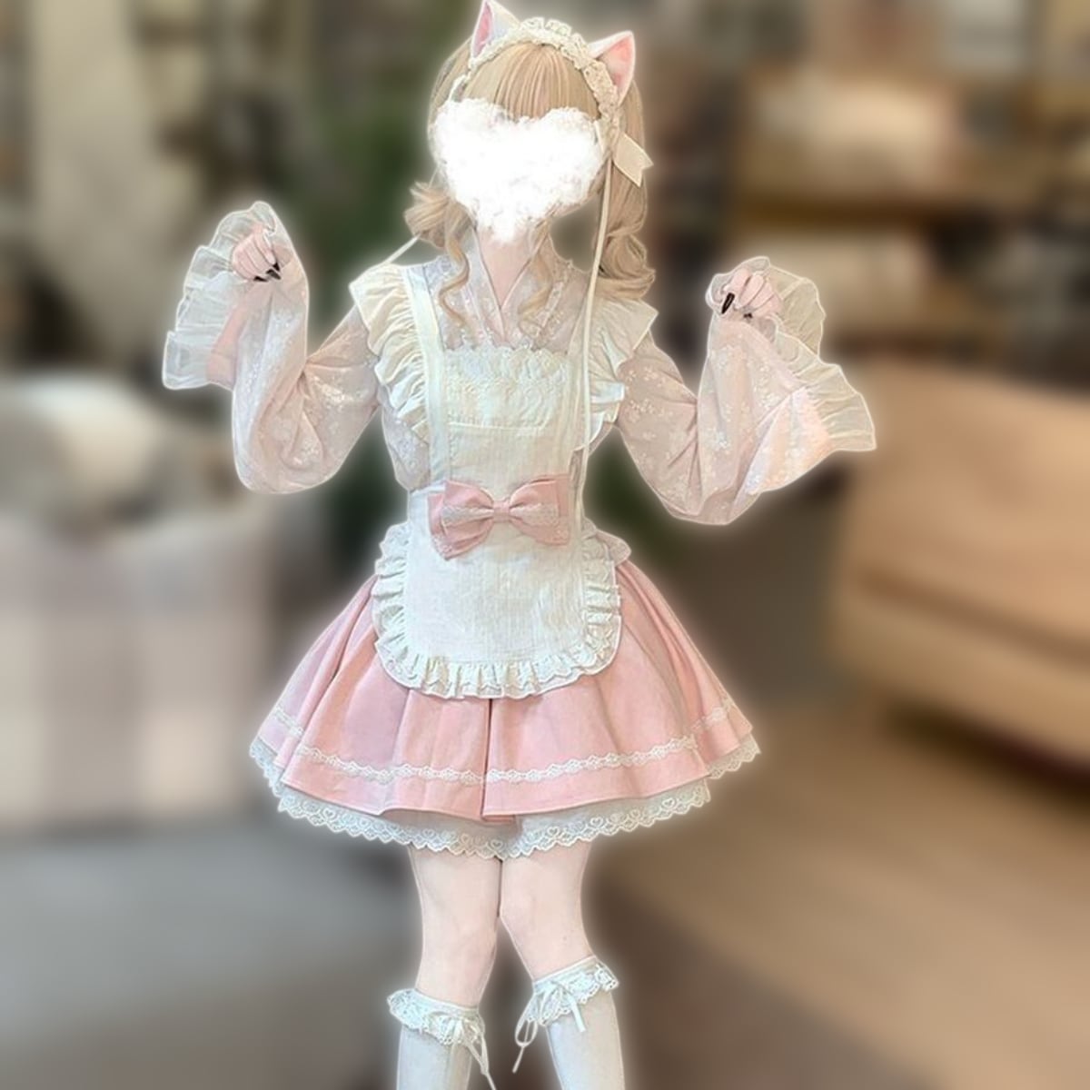 和風ピンクフリルメイド服セット | Maiden's Rêve