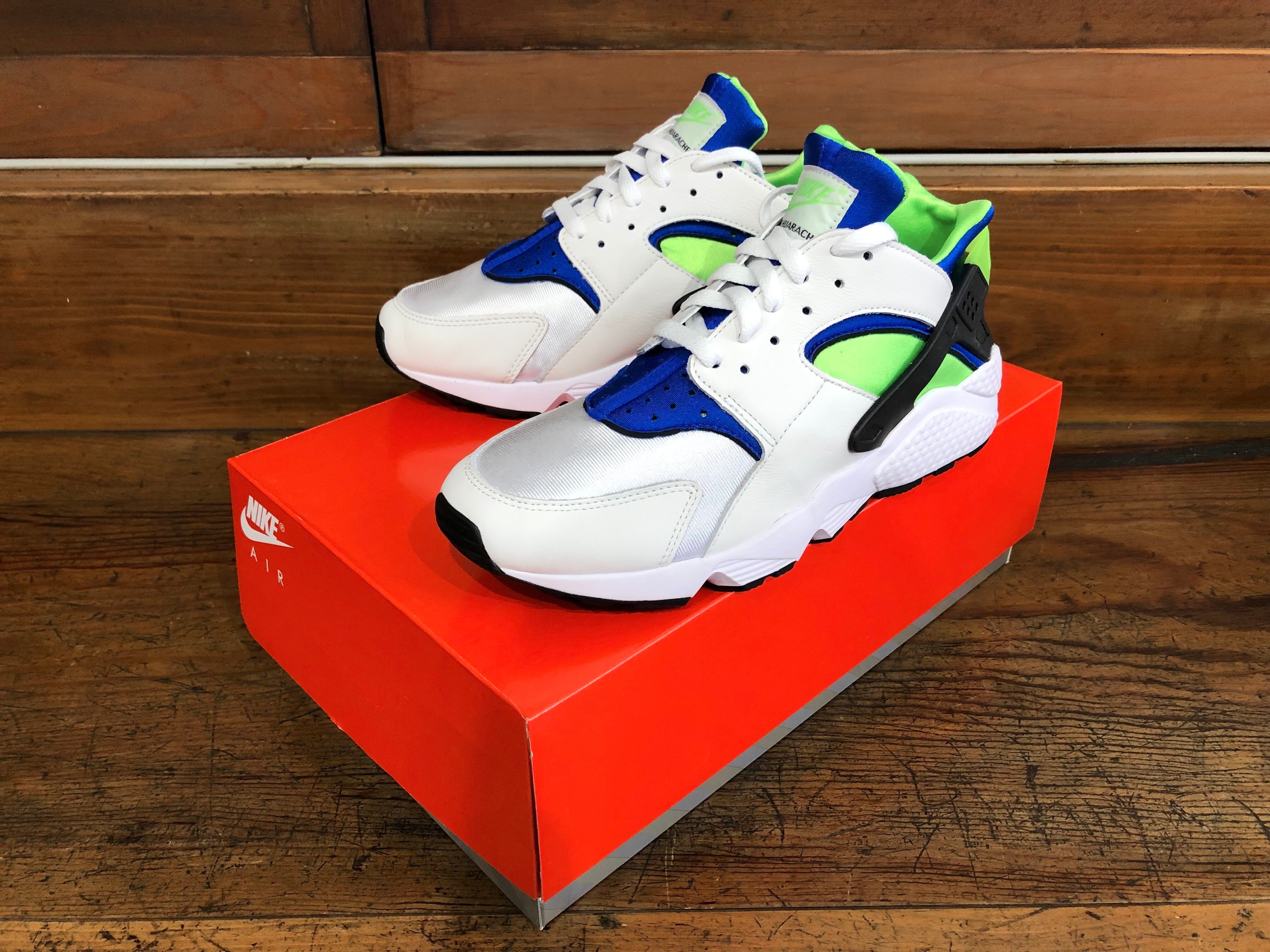 NIKE AIR HUARACHE WHITE/SCREAM GREEN ROYAL BLUE   "JACK OF ALL TRADES" 万屋  MARU powered by BASE