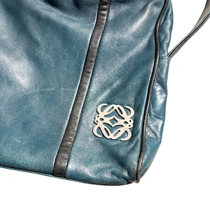 vintage LOEWE blue green leather shoulder bag