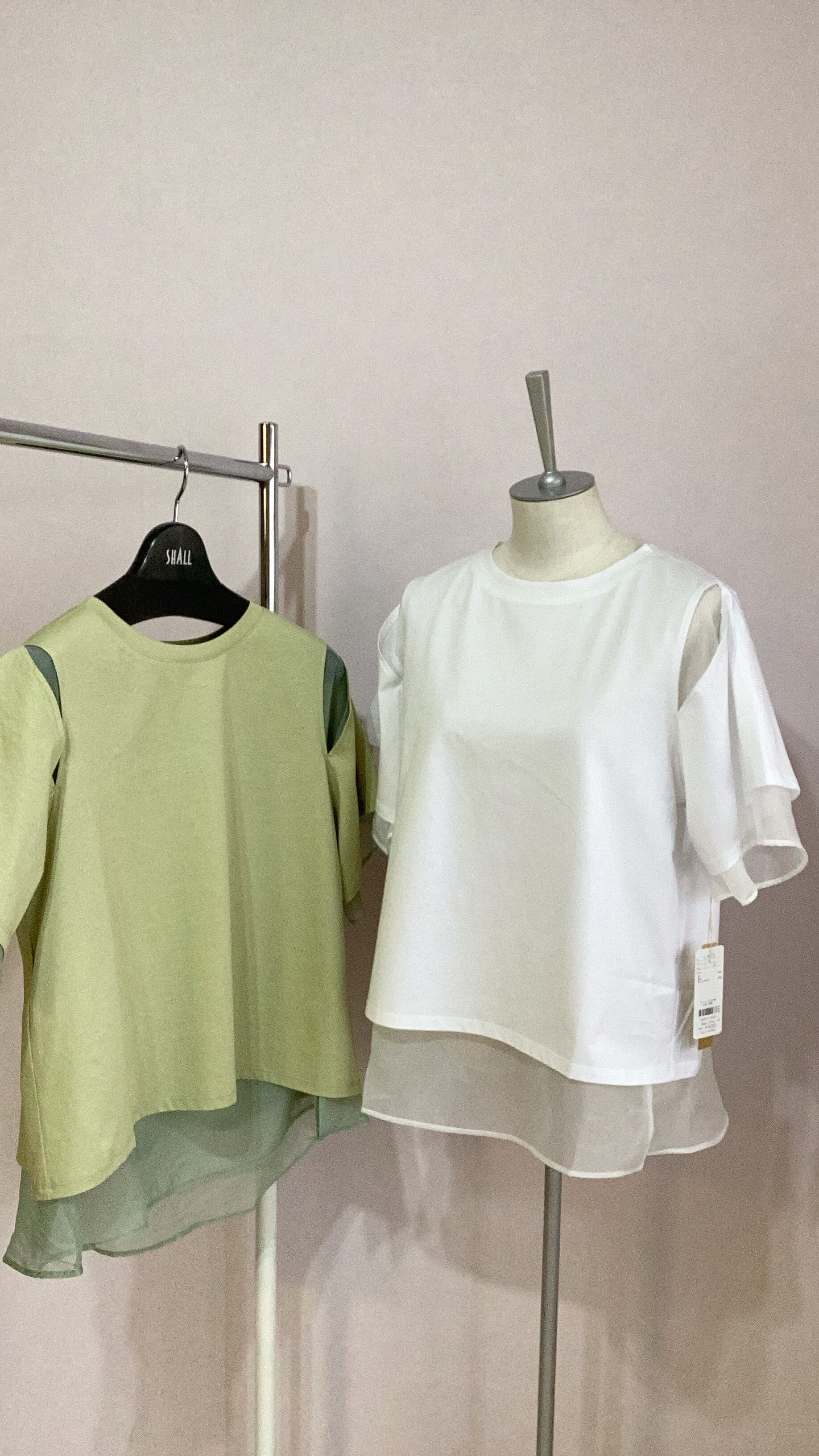 リバーシブル シアーTシャツ L-6073 ホワイト グリーン 9号 レディース Mサイズ クリス