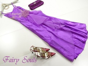 ★送料無料★F★ふわふわコサージュのパープルドレス(DRN0046)