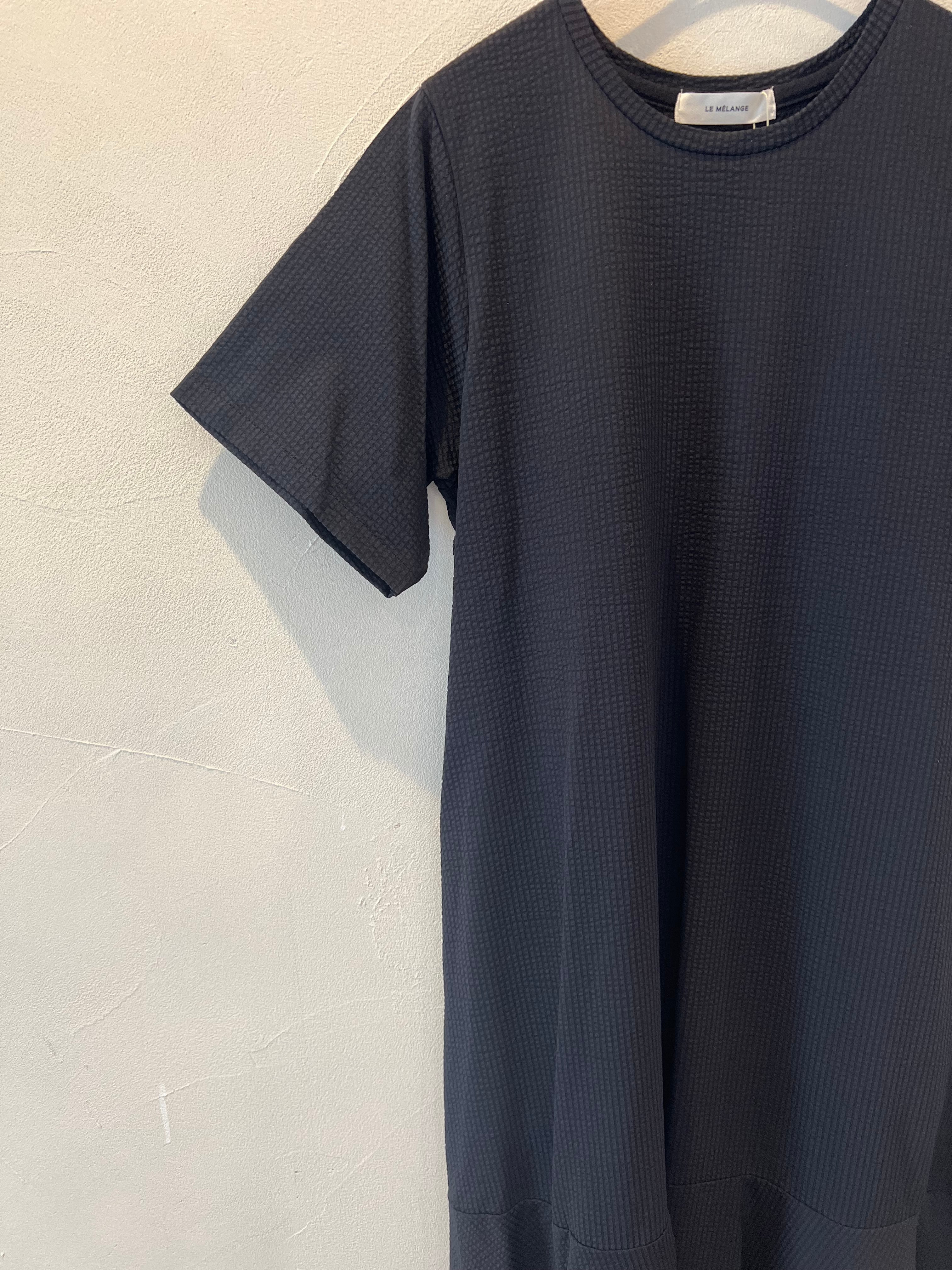 【LEMELANGE】サッカー素材半袖セミフレアーワンピース