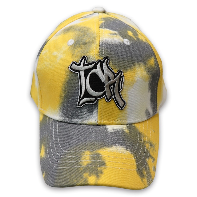 T.C.R EMBROIDERY TIE DYE CAP - YELLOW / GRAY